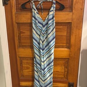 American Eagle Outfitters Blue and Yellow Silk Dress